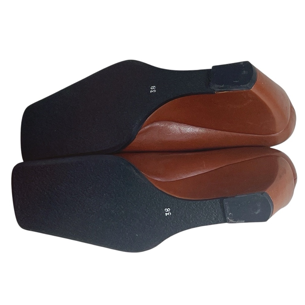 Bolero Italian Cognac Leather Square Toe Wedges Sz 38/US 7 Menswear Office NWOT - Picture 6 of 6